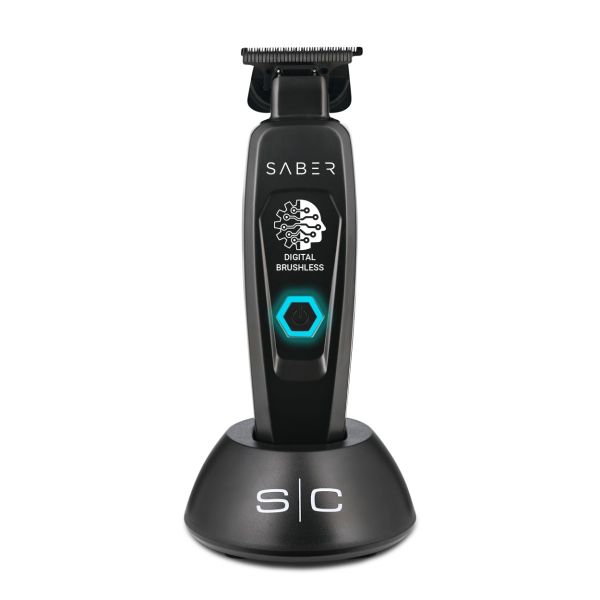 SABER - PROFESSIONAL FULL METAL BODY DIGITAL BRUSHLESS MOTOR CORDLESS HAIR TRIMMER - BLACK - Modern Barber Supply