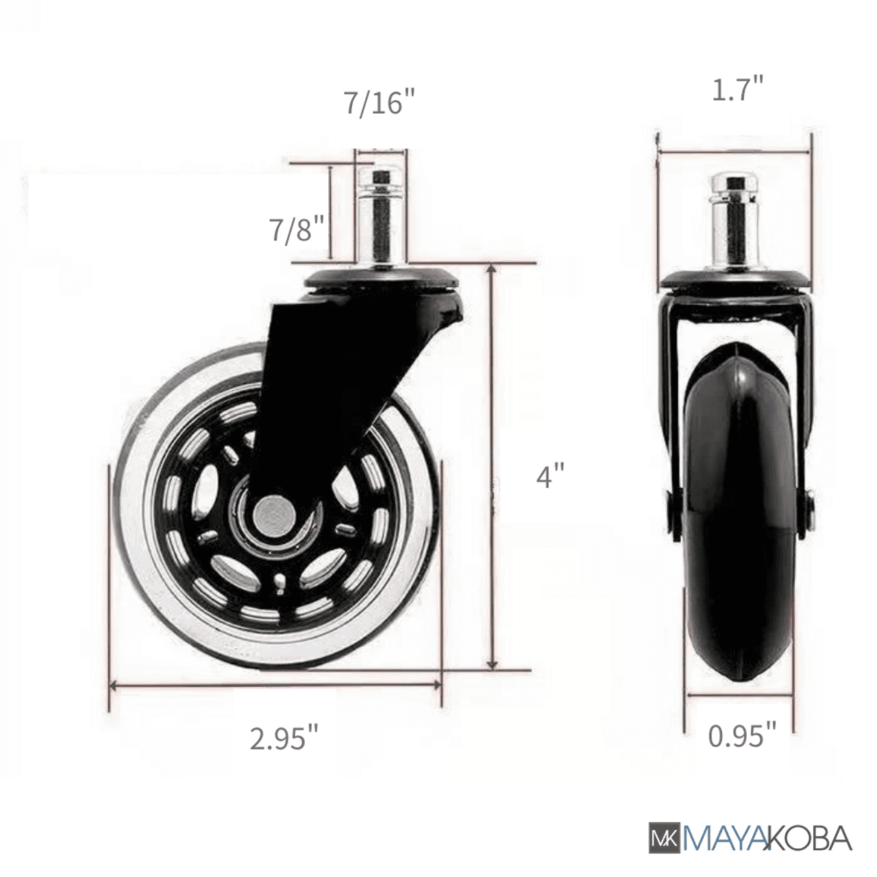 Noise-cancelling Roller Blade Stool Casters for All Floors