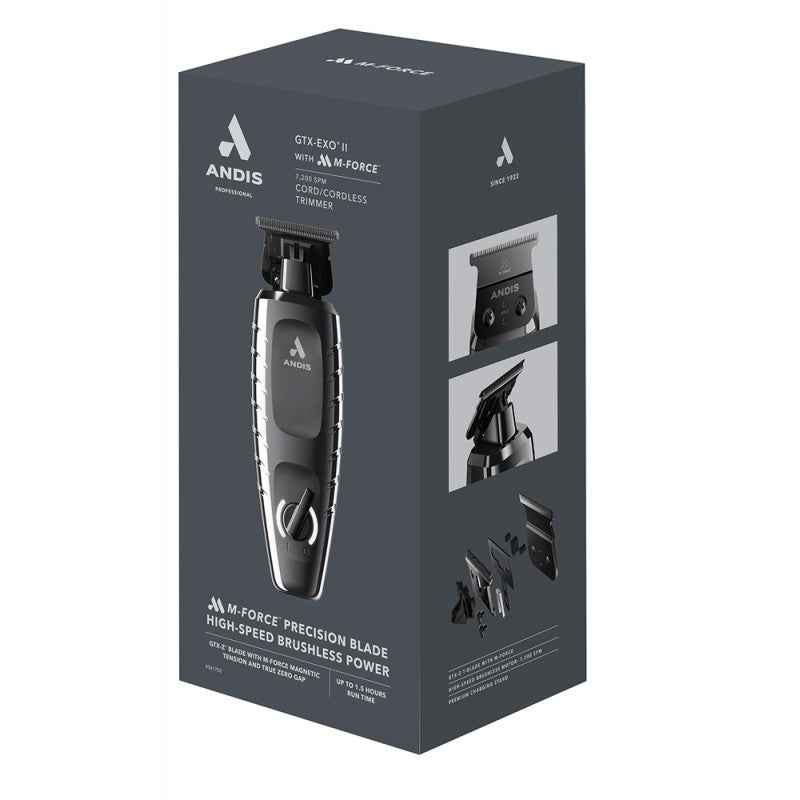 Andis GTX-EXO II Trimmer with M-Force, Black Chrome (561752) - Modern Barber Supply