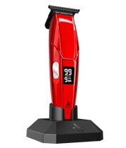 Andis Talon Cordless Trimmer Red in charging stand - Modern Barber Supply
