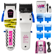 B-Way NEW Urban Shorty Clipper &amp; OFF Shaver White – Professional 2-in-1 Barber Set
