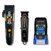 B-WAY Professional Barber Clipper Trimmer & Foil Shaver Set – B10K Hair Clipper, CUTZ Dark Trimmer & OFF Black Shaver – Cordless 3-in-1 Barber Grooming Kit for Fades, Outlining & Finishing