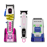B-WAY Professional Barber Kit – Cordless Hair Clipper, Trimmer & Foil Shaver Set – Urban New Clipper, CUTZ White Detail Trimmer & OFF White Shaver for Fades, Haircuts & Finishing