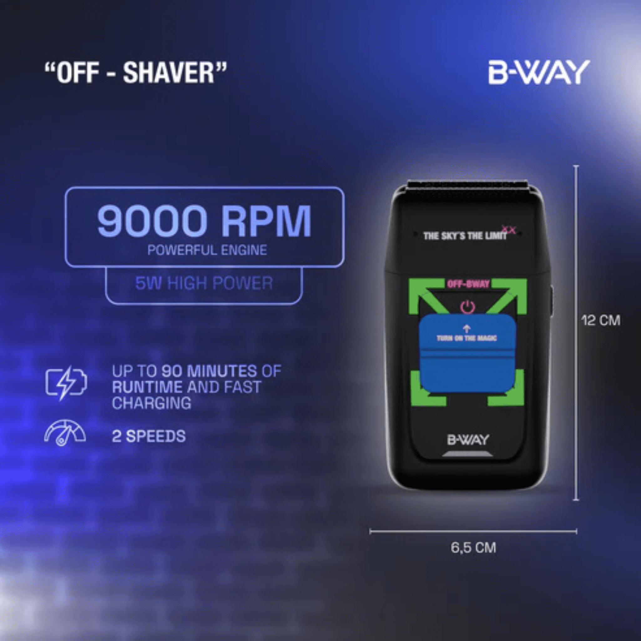B-WAY Professional Barber Clipper Trimmer & Foil Shaver Set – B10K Hair Clipper, CUTZ Dark Trimmer & OFF Black Shaver – Cordless 3-in-1 Barber Grooming Kit for Fades, Outlining & Finishing