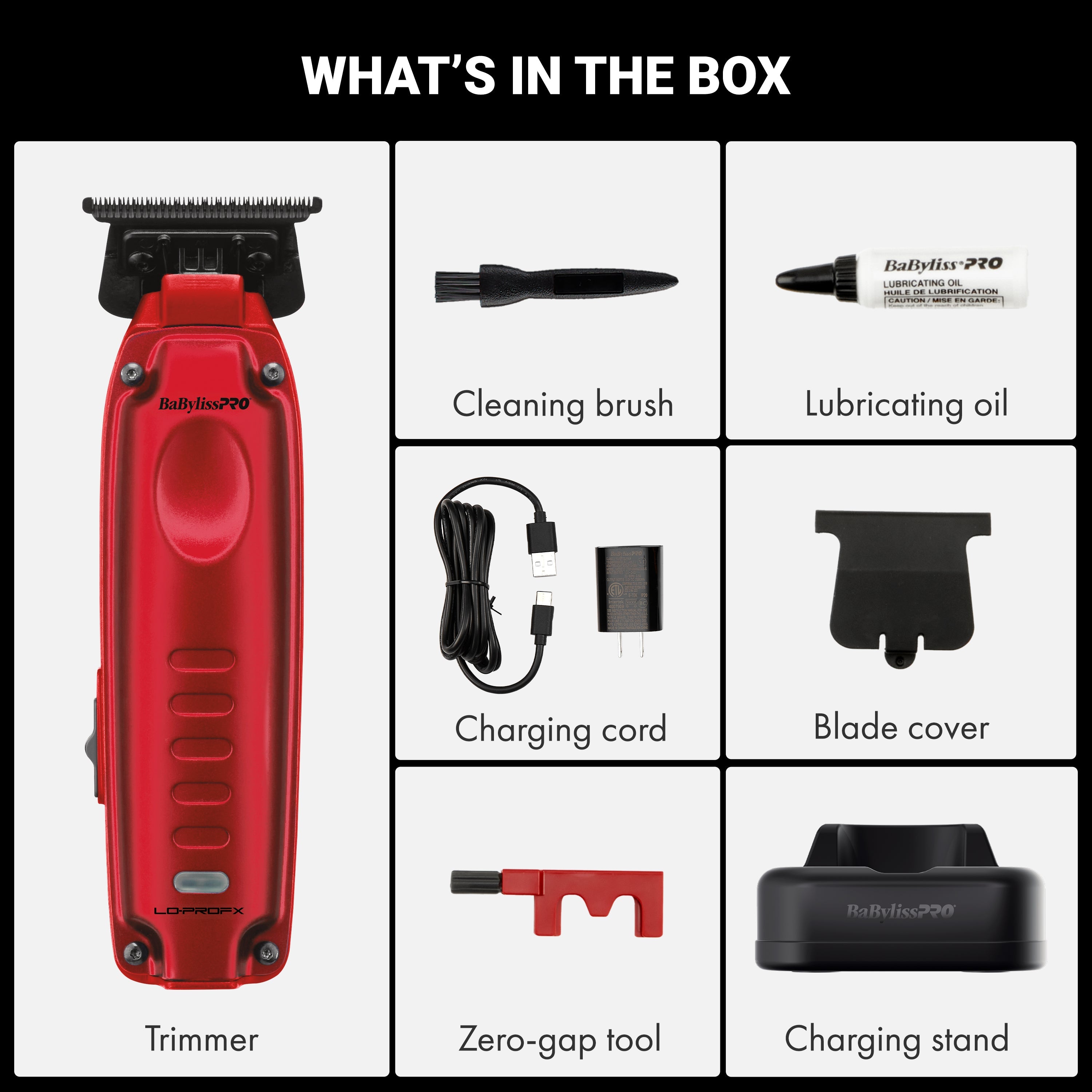 BaBylissPRO LO-PROFX Compact Trimmer Red detail view - Modern Barber Supply