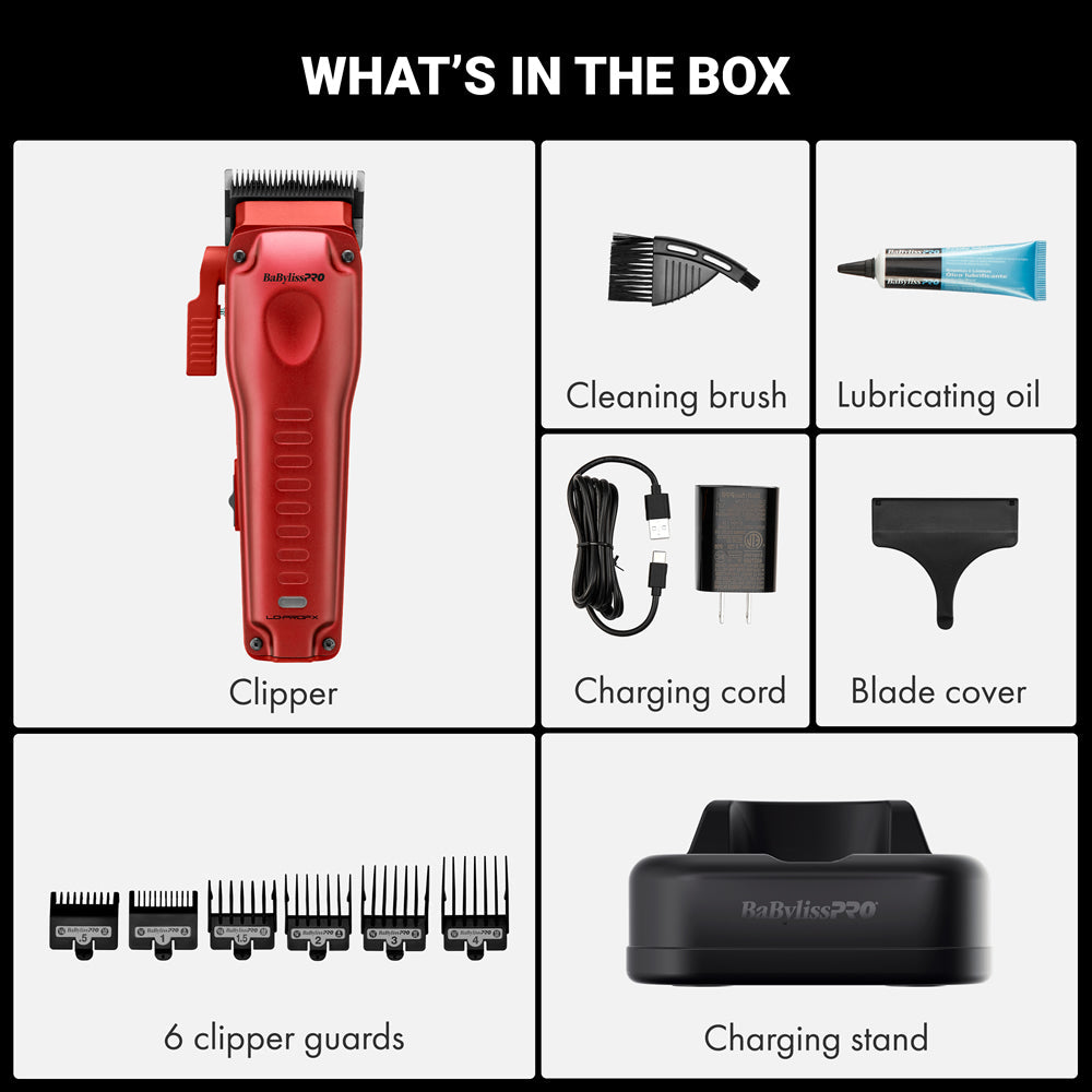 BaBylissPRO LO-PROFX Compact Clipper Red side view - Modern Barber Supply
