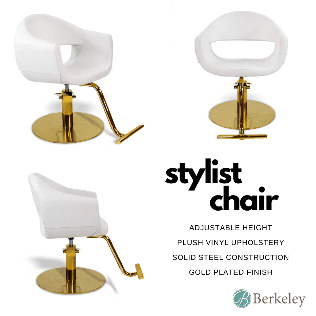 MILLA Styling Chair with A59 Gold Base by Berkeley