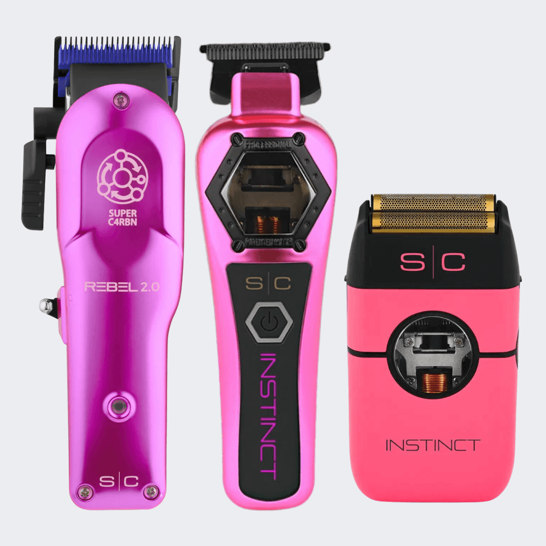 StyleCraft Rebel 2.0 Clipper/Instinct Metal Trimmer/Pink Shaver Combo - Modern Barber Supply