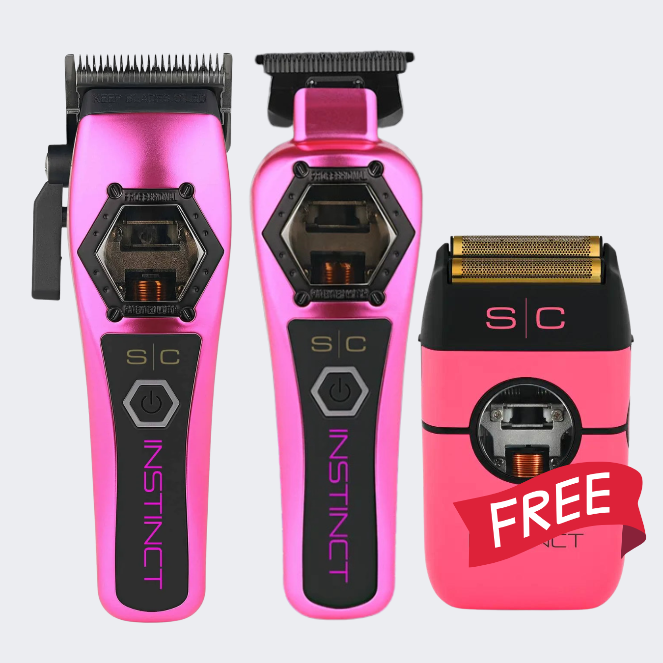 StyleCraft Instinct Metal Clipper, Trimmer & Pink Shaver Combo - Modern Barber Supply