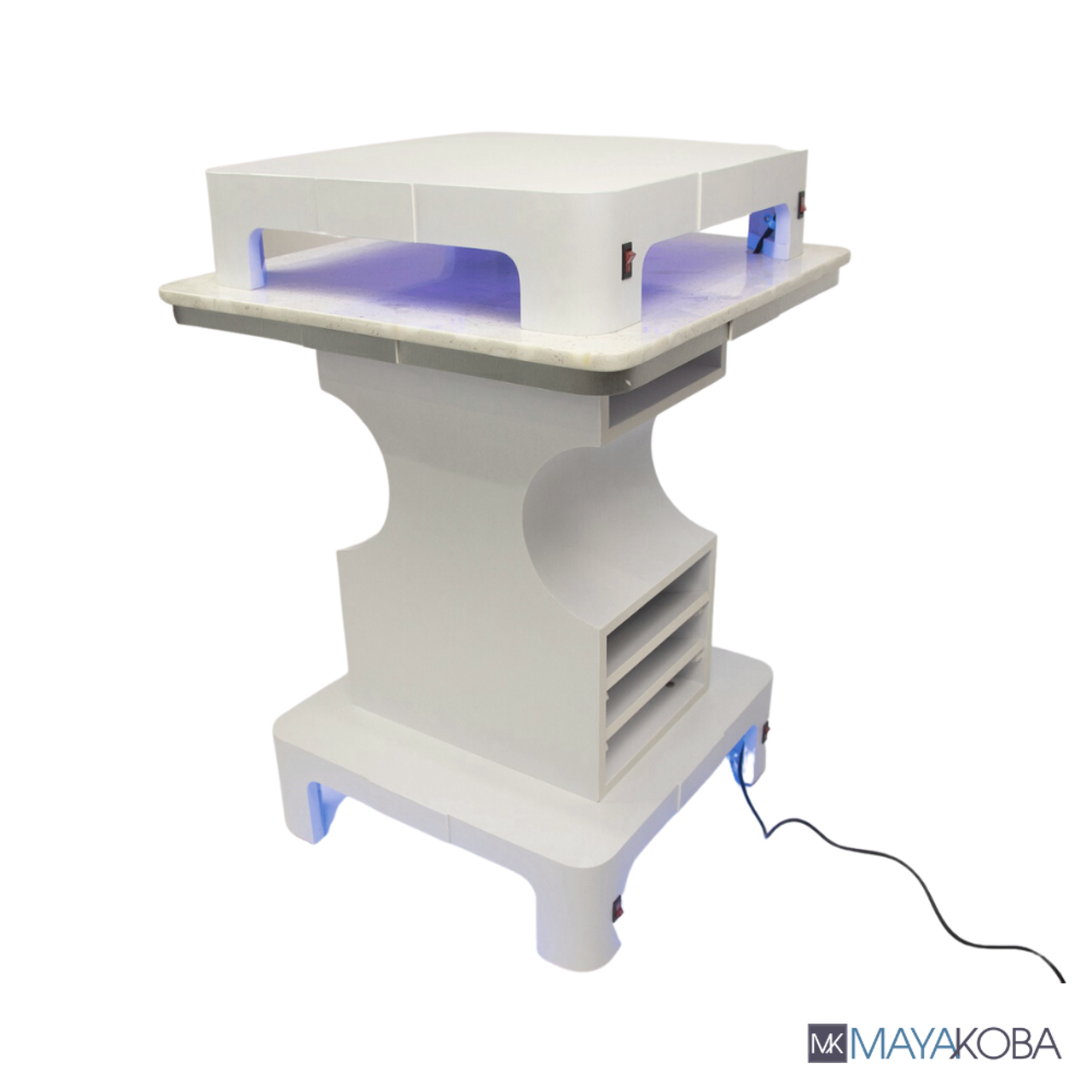 Sonoma Square Nail Dryer Table marble top detail