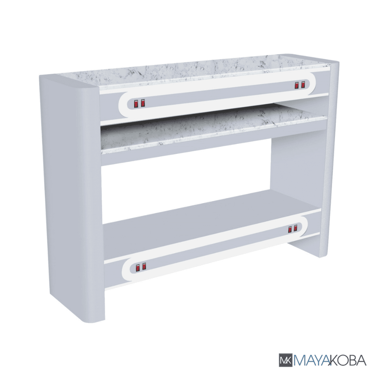 Nova I Nail Dryer Table by Mayakoba four-seat dryer station with lab marble top