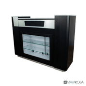 SONOMA II Reception Table glass display shelves detail