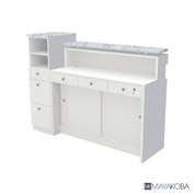 Nova I Reception Table by Mayakoba salon reception desk in grey and white