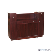 Avon I Reception Desk wood grain and marble detail