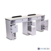 SONOMA Double Manicure Table storage compartments view