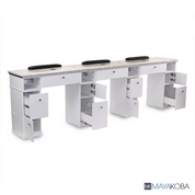 Sonoma Triple Manicure Table storage and wrist rest detail