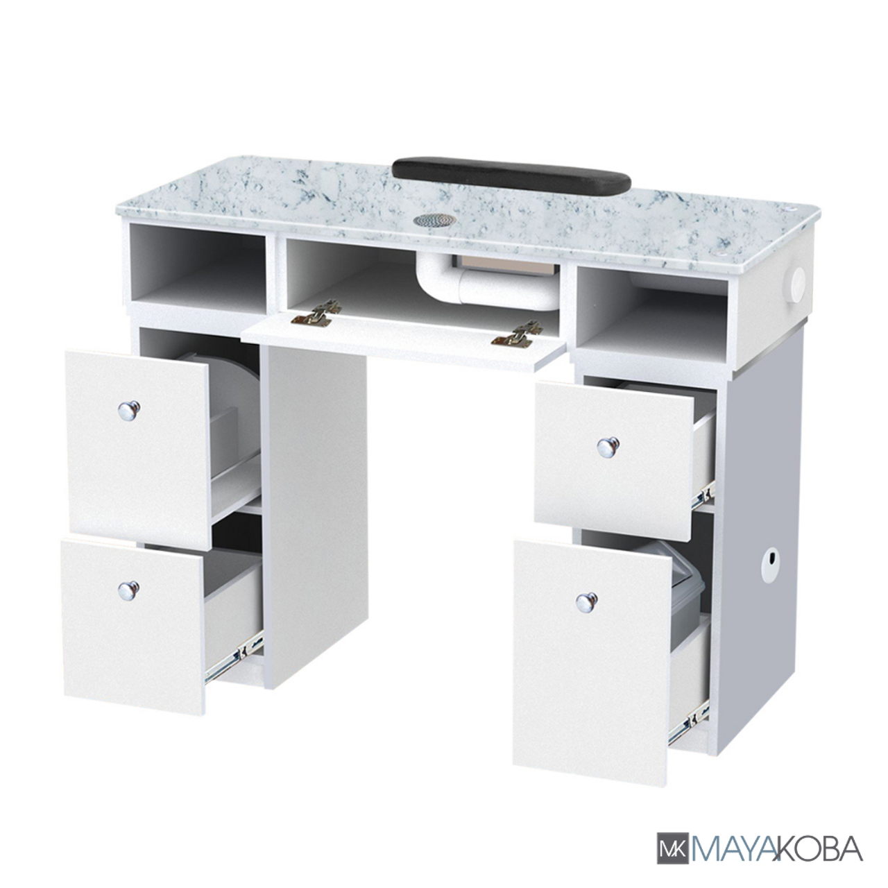 Nova I Manicure Table wrist rest and marble detail