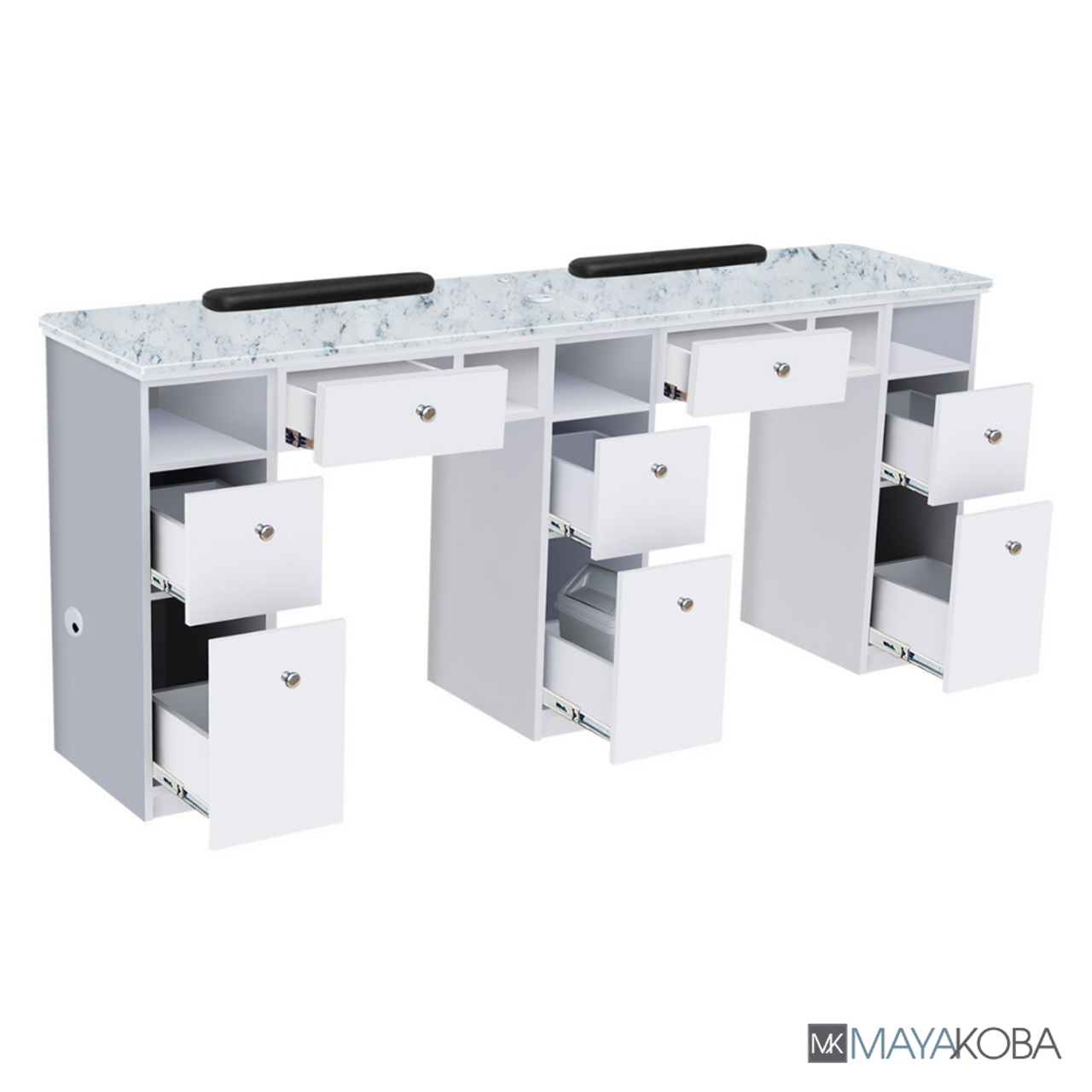 Nova I Double Manicure Table lab marble countertop detail