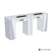 Nova I Double Manicure Table storage compartments view