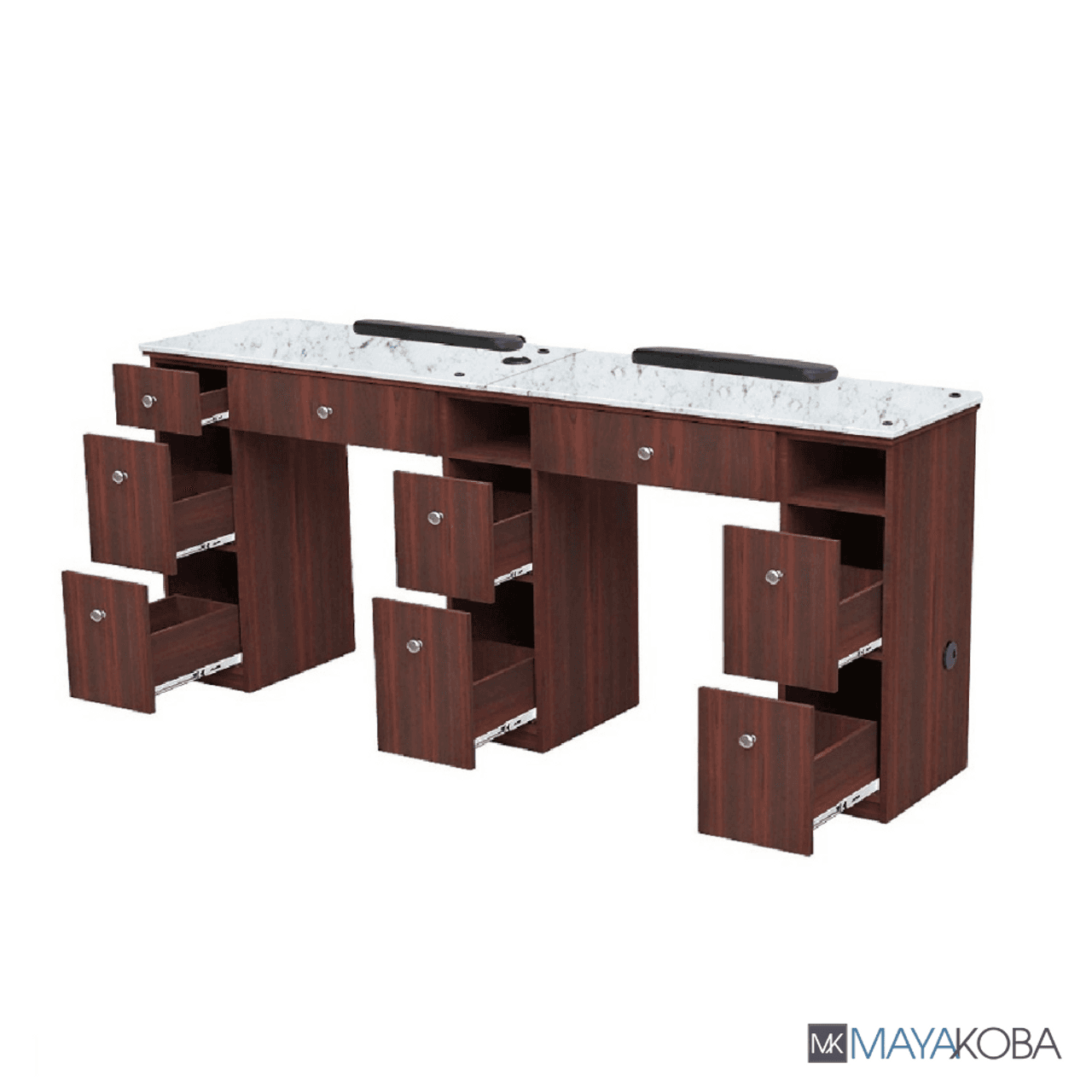 AVON I Double Manicure Table storage compartments view