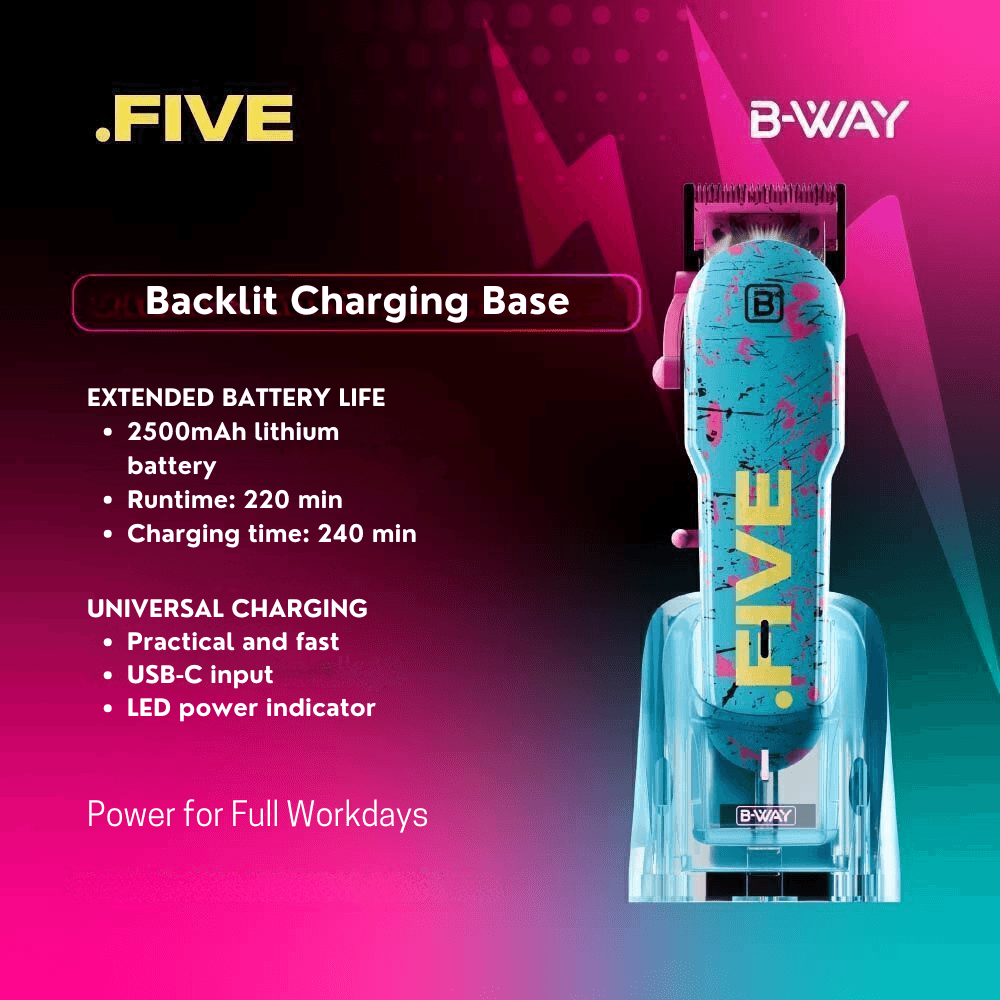 B-Way NEW Five Shorty Clipper, T-Pro Trimmer & OFF Shaver – Professional 3-in-1 Barber Set with Free Barber Cape