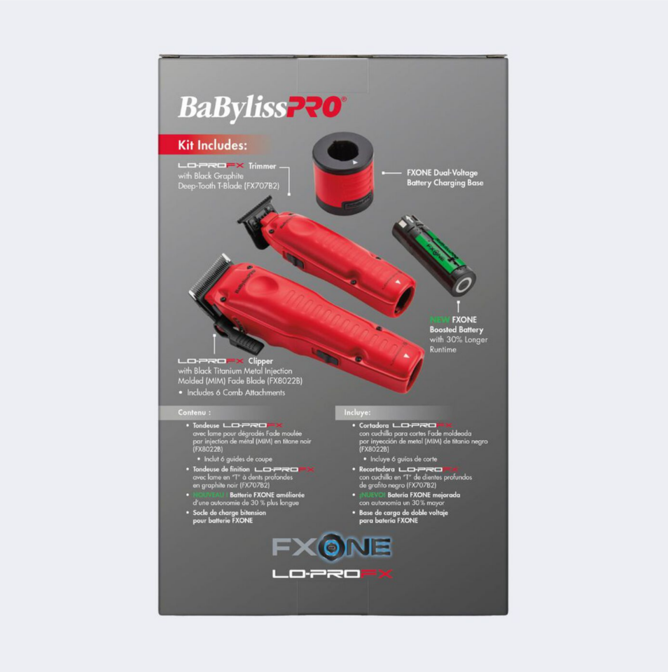 BaBylissPRO Lo-ProFX Matte Red Clipper & Trimmer Combo (FX129MRPK) - Modern Barber Supply