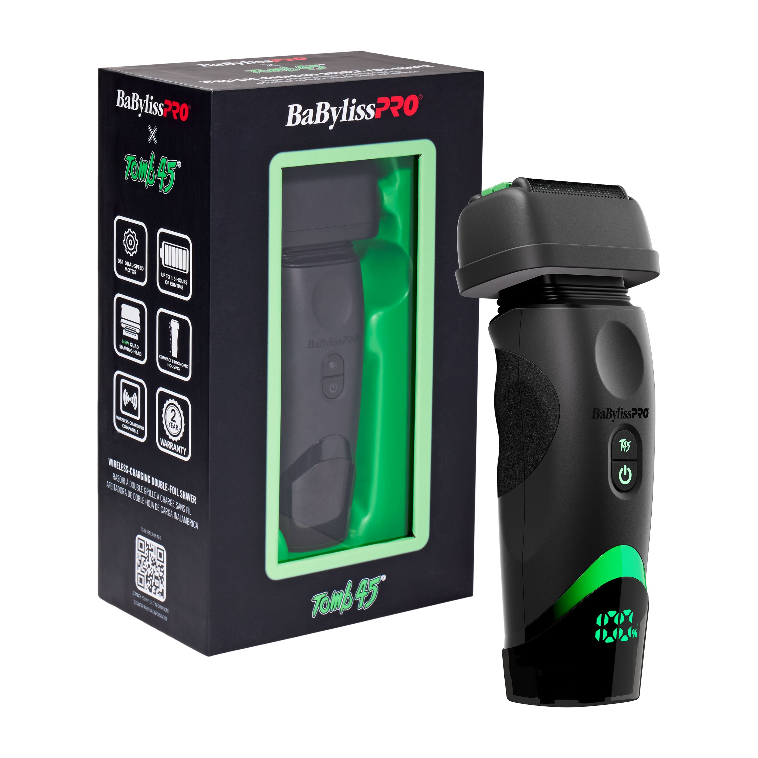 BaBylissPRO x Tomb45 Double-Foil Shaver side view - Modern Barber Supply