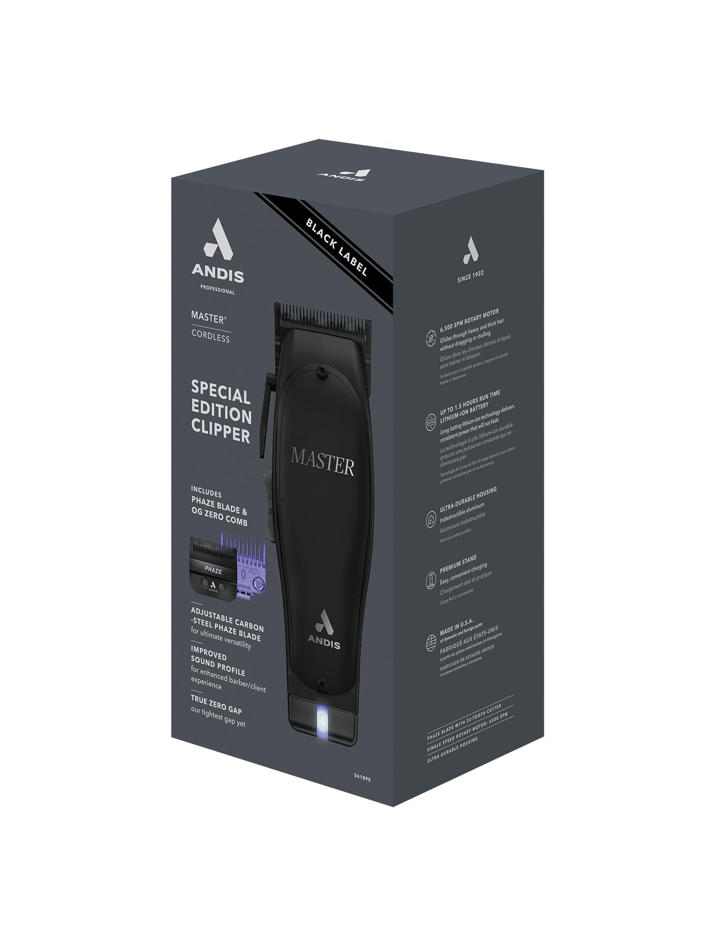 Andis Black Label Master Cordless Phaze Blade Special Edition Li Clipper - Modern Barber Supply