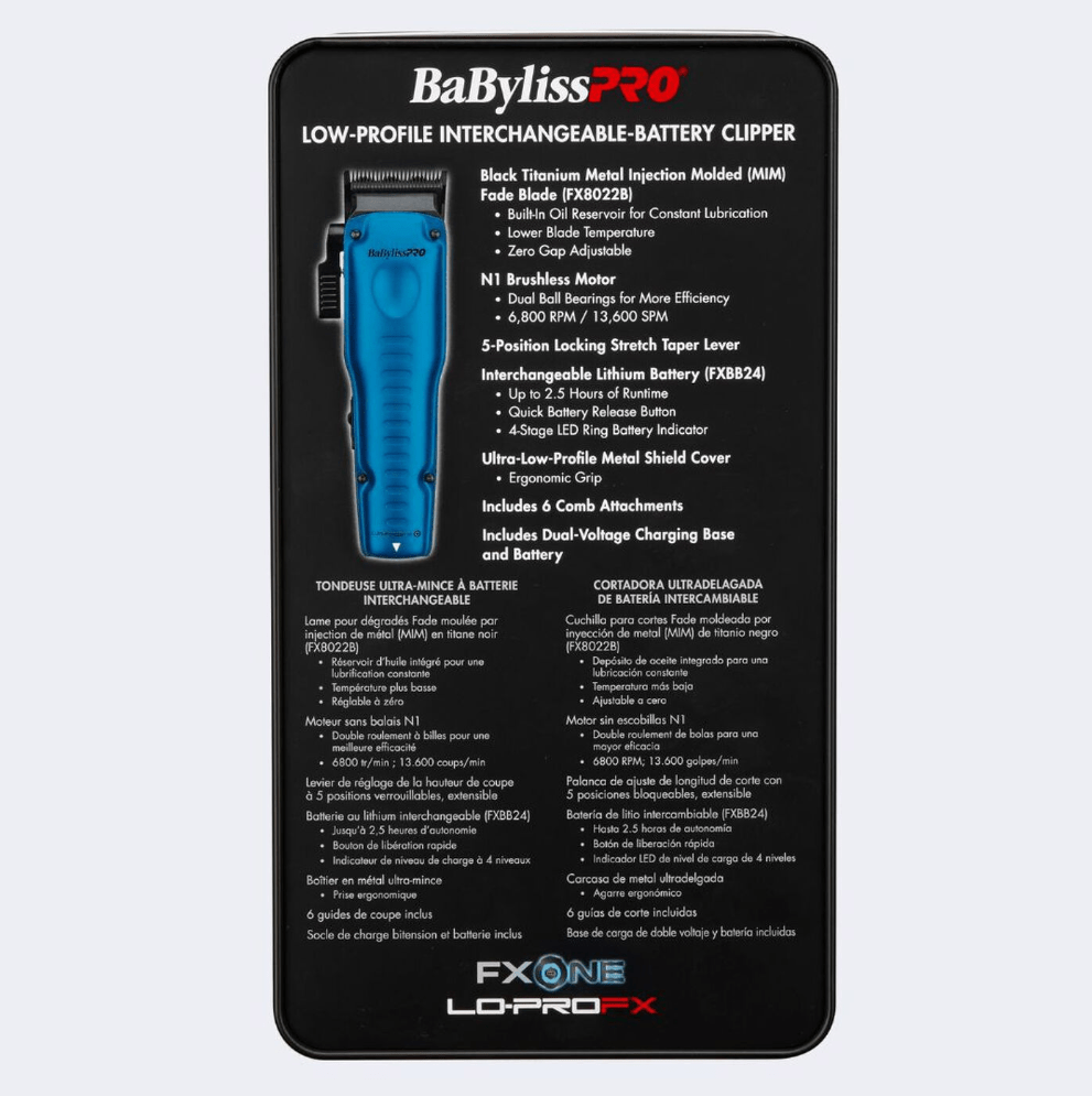 BaBylissPRO Lo-ProFX Limited Edition Black & Blue Clipper (FX829BL) - Modern Barber Supply