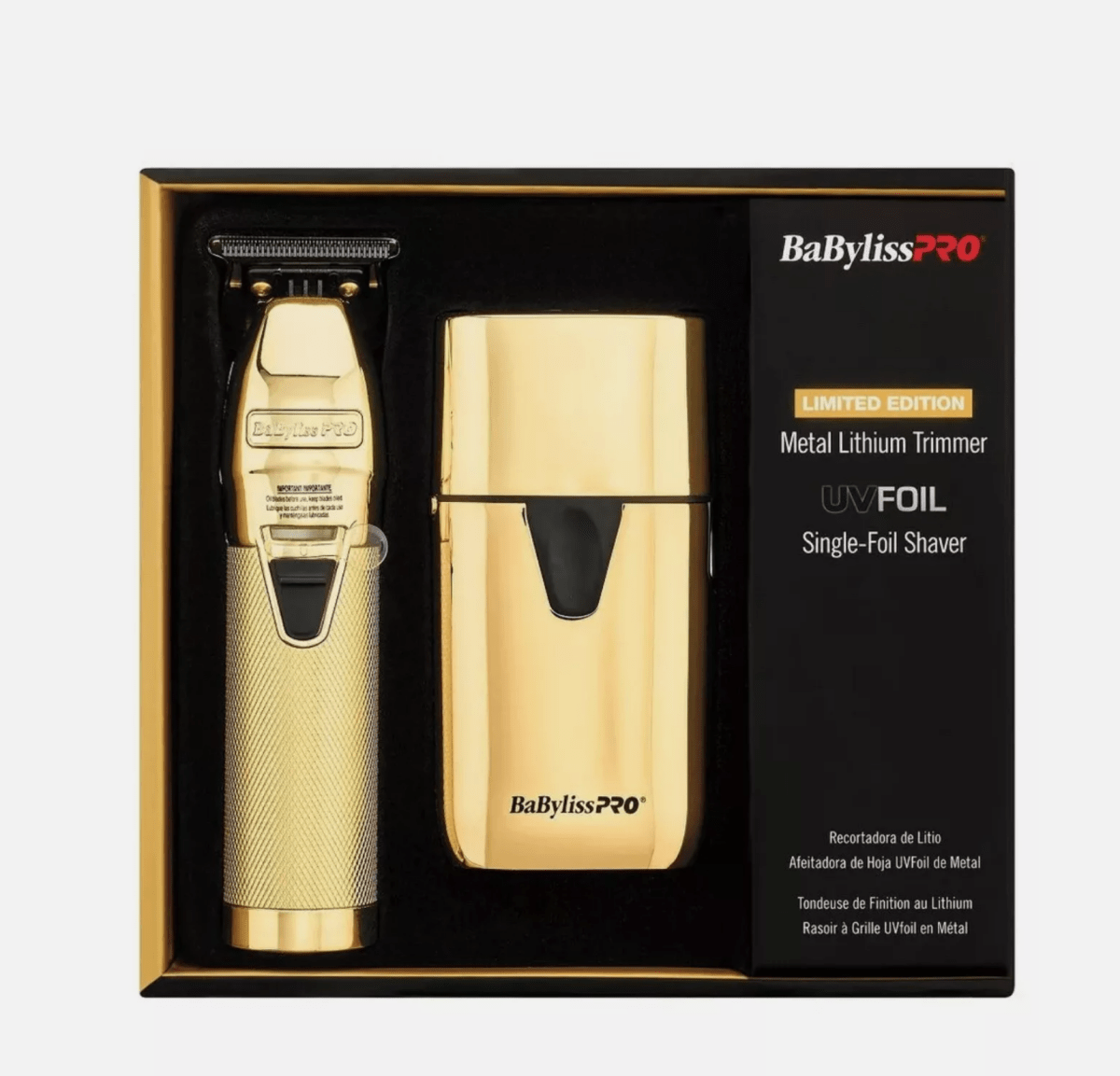 BaBylissPRO GoldFX Trimmer & UVFOIL Shaver Combo (FXLFHOLPKG) - Modern Barber Supply