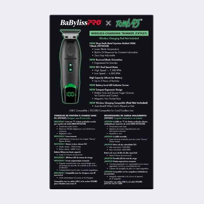 BaBylissPRO x Tomb45 Wireless-Charging Trimmer (FXT45T) - Modern Barber Supply