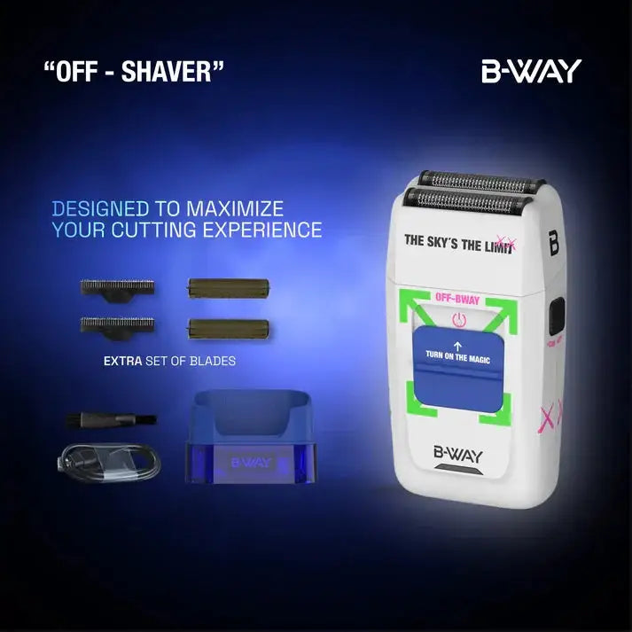 B-Way NEW Urban Shorty Clipper &amp; OFF Shaver White – Professional 2-in-1 Barber Set