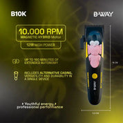 B-WAY Professional Barber Clipper Trimmer & Foil Shaver Set – B10K Hair Clipper, CUTZ Dark Trimmer & OFF Black Shaver – Cordless 3-in-1 Barber Grooming Kit for Fades, Outlining & Finishing
