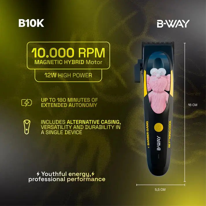B-WAY Professional Barber Clipper Trimmer & Foil Shaver Set – B10K Hair Clipper, CUTZ Dark Trimmer & OFF Black Shaver – Cordless 3-in-1 Barber Grooming Kit for Fades, Outlining & Finishing