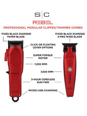 StyleCraft Rebel Cordless Hair Clipper/Trimmer Combo - Modern Barber Supply