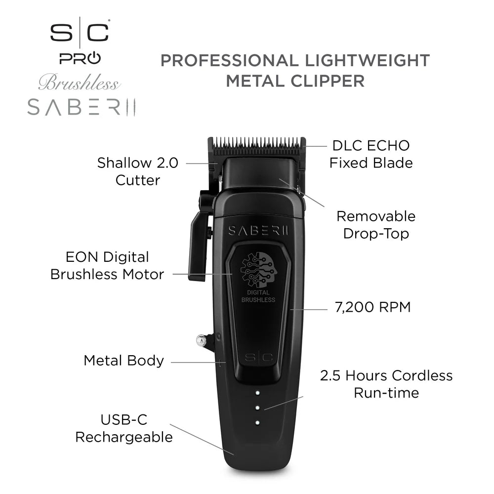 Stylecraft Saber 2 Clipper Black | Professional Cordless Hair Clipper - Modern Barber Supply