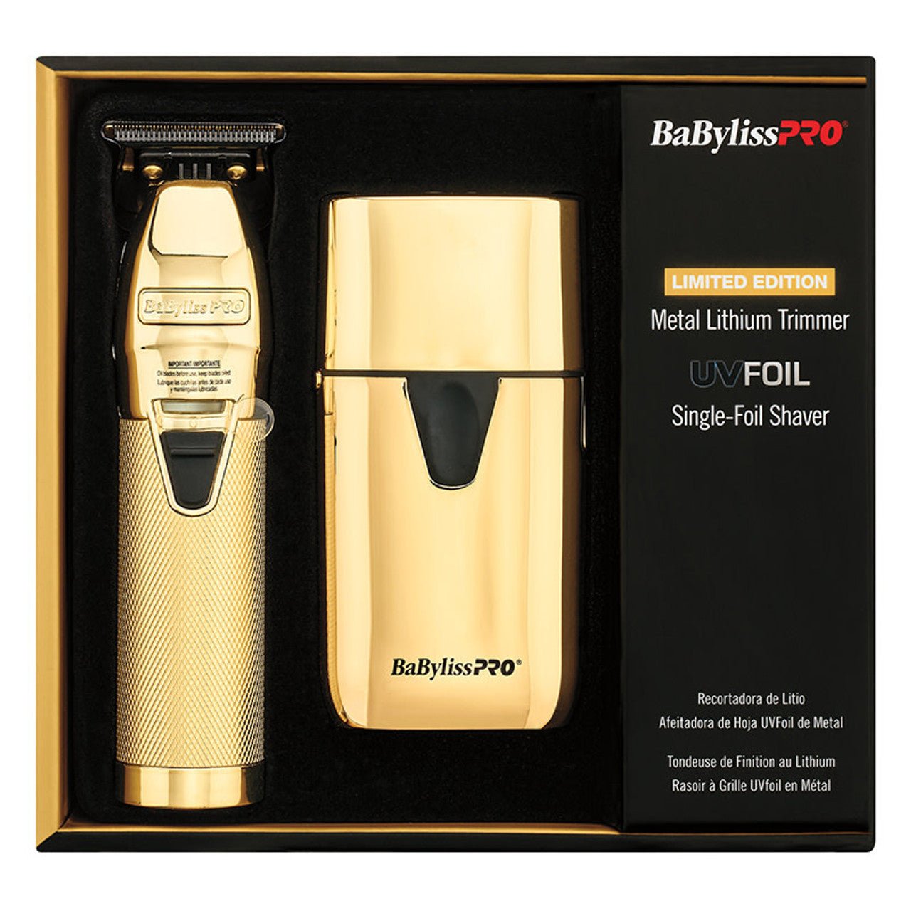 BaByliss PRO Limited Edition Gold FX Trimmer & UV Single-Foil Shaver Set - Modern Barber Supply