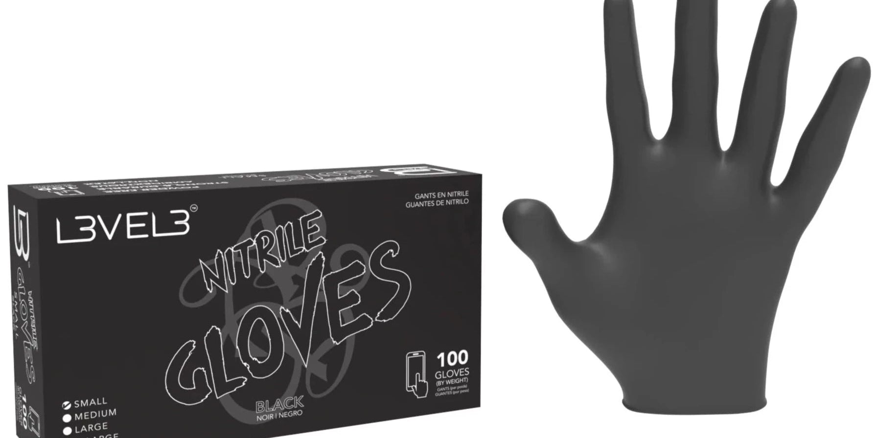 L3VEL3 NITRILE GLOVE (100 PACK) - BLACK - Modern Barber Supply