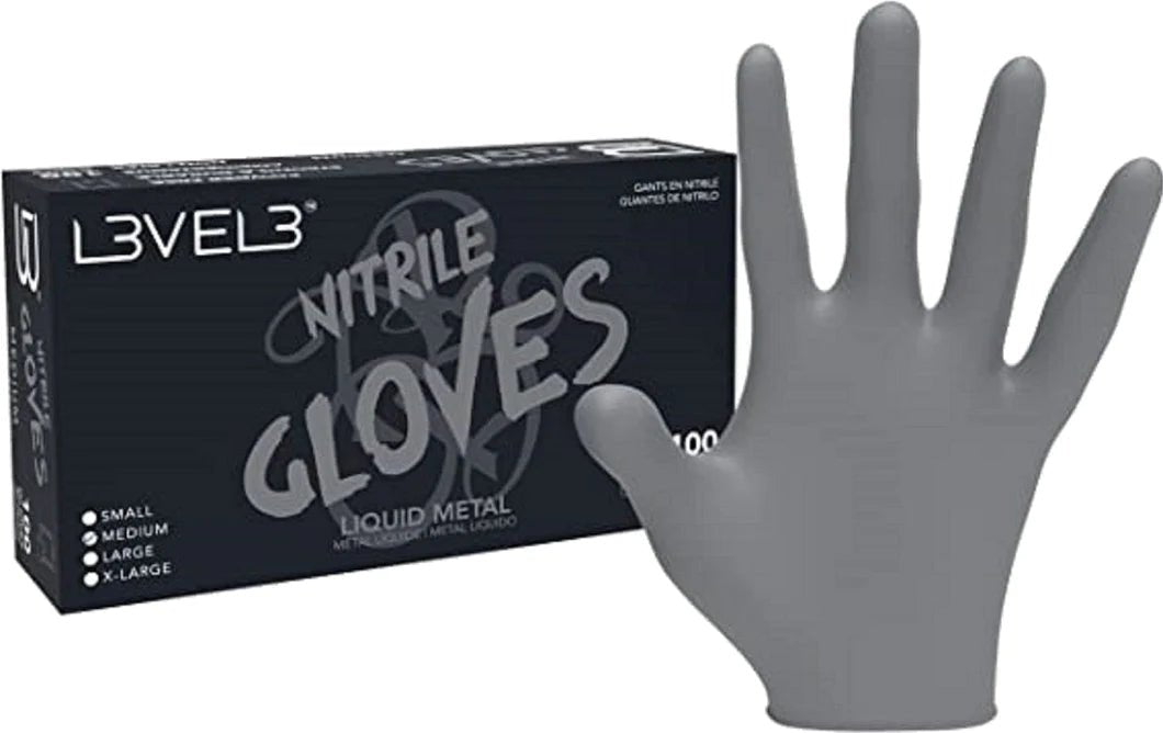 L3VEL3 NITRILE GLOVE (100 PACK) - LIQUID METAL - Modern Barber Supply